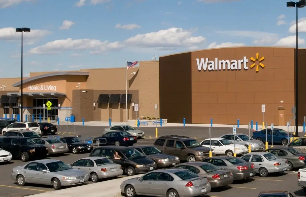 Walmart Parking lot with cars parked