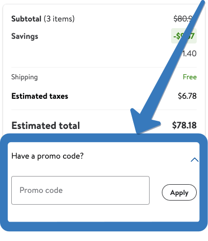 Apply Walmart promo code at checkout on mobile