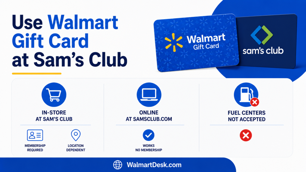 Use Walmart Gift Card at Sam's Club Infographic