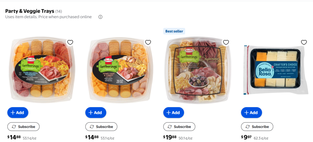 premade party trays at walmart
