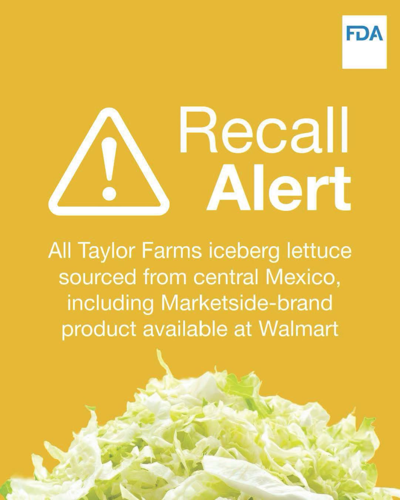 Recall alert-Taylor Farms Iceberg Lettuce